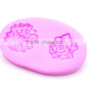 Two pcs flower oval shape silicone fondant mold