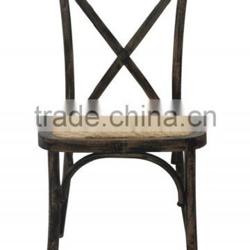 Elegant Strong & Stackable Antique French Style Hard Seat Steel Cross Back X-Back Chair,thickness:1.2mm steel