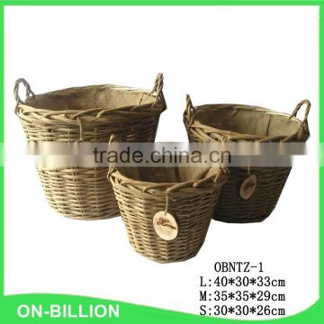 Set of 3 woven willow garden baskets