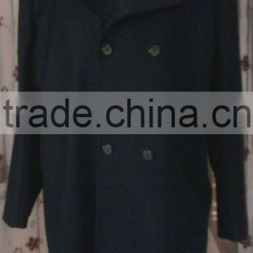 double breasted blue colour wool long overcoats for men