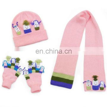 Best-selling multicolor wholesale knitted scarf beanie and glove sets