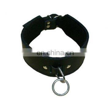 HMB-581A HIGH QUALITY LEATHER DOG COLLAR BLACK SINGLE RING STYLE COSTUME