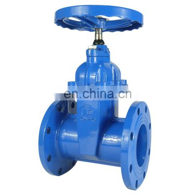 DN100 ductile cast iron PN16 resilient seat hand wheel double epoxy coating flanged gate valve