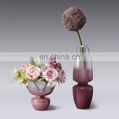 Contemporary Wedding Centerpiece Pink Creative Luxury Home Decor Glass Flower Vase for Party Decoration