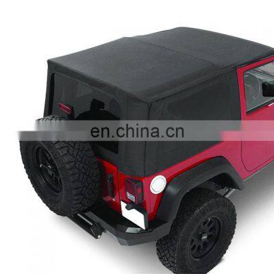 Soft Top with Tinted Windows without Doors for 07-09 Jeep Wrangler JK 2 Door