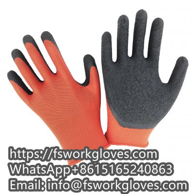 13Gauge Polyester Liner Crinkle Dipped Latex Palm Fit Glove Latex Dipped Work Gloves Latex Dipped Gloves