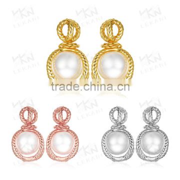 Hot Selling New Design Pave Setting 18K Gold Plated Fashion Drop Pearl Earring
