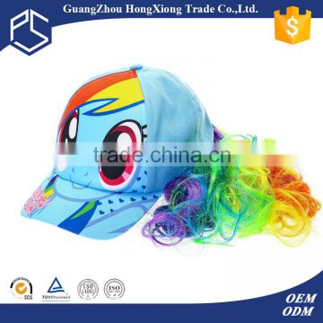 Guangzhou high quality custom funny hat with hair