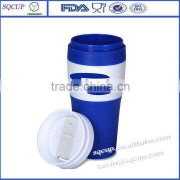 2016 new double wall stainless steel insulated plastic coffee mug and plastic thermo mug with logo