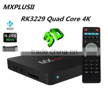 Factory Price MX Plus II RK3229 TV Box Quad Core Android 4.4 Bluetooth 4.0 1G/8G 4K Kodi Smart Media Player