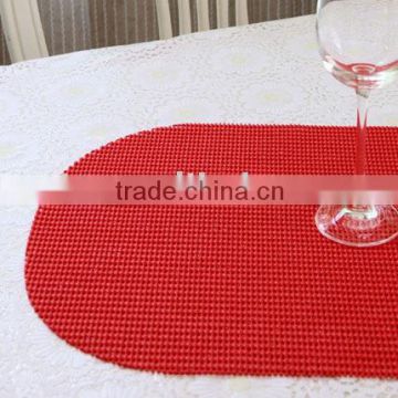 Red anti slip mesh mat pvc foam easy clean table place mat