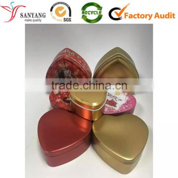 ODM No print heart shape gift glossy tin box for candy