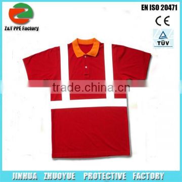 Polyester red Reflective Safety 100% polyester t-shirt