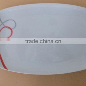 12'' rectangluar plate with custom decal porcelain fish plate ceramic plate & dish stock OTH012