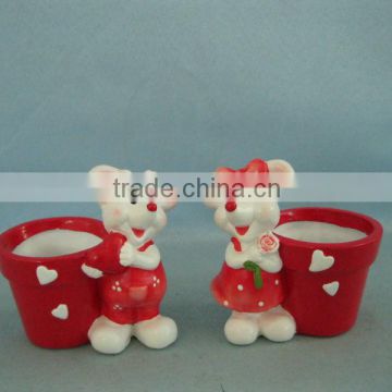 ceramic mouse flower pot