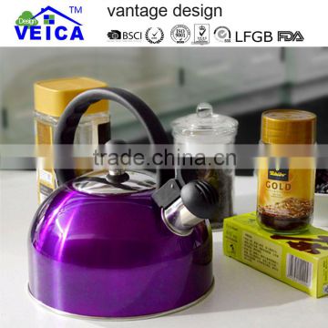 transparent purple color coating water whistling kettle