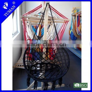 lace work rope patio swing with bamboo frame