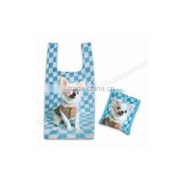 Promotion portable cute dog pattern eco-friendly 210T polyester foldable shopping bag