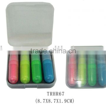 4 in 1 colorful Highlighter Pen with a plastic case for school and office