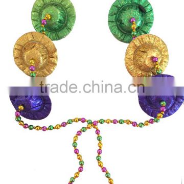 Mardi Gras/ Dionysia promotional hat pendant with beads necklace