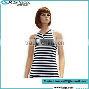 New Summer Fashion Custom Womens Apparel Blouse Casual Striped Sleeveless