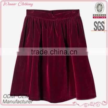 OEM Service High Quality Pleated Red Velvet Skirt