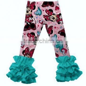 New arrival children clothing baby icing ruffle pants toddler girl ruffle pants with mouse prints