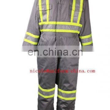 88%cotton 12%nylon winter mens grey flame retardant thermal winter coverall uniforms for arc welder