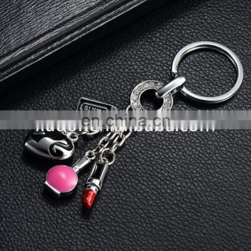 2016 Fashion Custom Metal Red Lipstick Keychain Wholesale Rhinestone Keychain