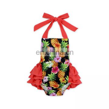 Infant Pineapple Ruffle Summer Beach Wear Girl Boutique Rompers Cute Baby Clothe