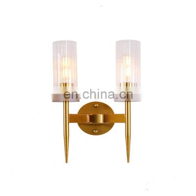 Double Heads Glass Tube Wall Lamp Gold Plating Living Room Simple Wall Lamp