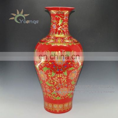 Jingdezhen Large Ceramic Red Vase For Decoration H69cm
