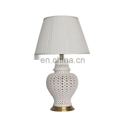 China Jingdezhen white hollow vase white ceramic vase ceramic table lamp