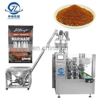 BBQ Seasoning Powder Doypack Filling Packaging Spices Flour Premade Pouch Granular Spices Packing Machine