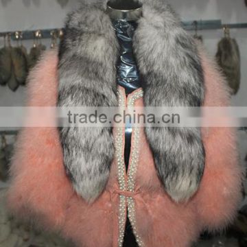 Winter 2015 Real Fur Collar Fox Tail Women Scarves For Clothes Accessories
