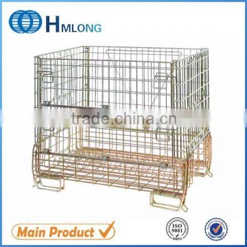 Industrial stackable foldable storage metal wire mesh containers