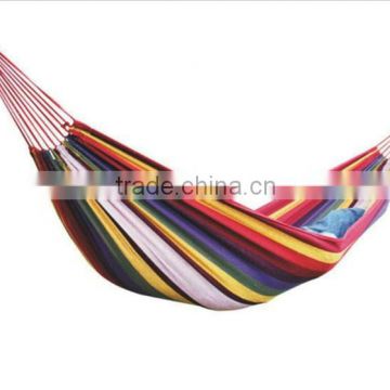 single person size rainbow color cotton made outdoor camping hammock