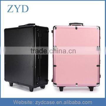 Fashion Style Aluminum And PVC Material Rolling Artists Cases Professional Makeup Case With Wheels ZYD-HZ82803