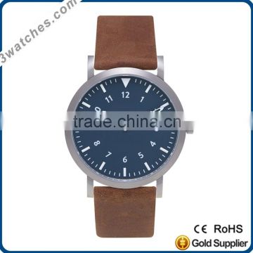 genuine leather wrist watches stainless steel watch quartz watch waterproof flat leather strap watch