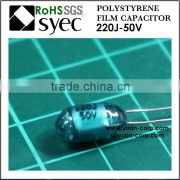 220pF 50vdc Radial PSA 220J Polystyrene Film Capacitor