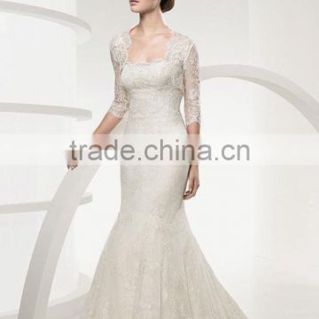 sheath style sweep train wedding gown with lace jacket LSW-052