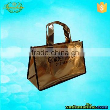 reusable non woven gold lamination bag /pp laminated shopping bag