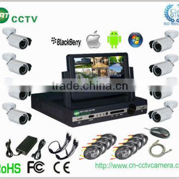 500gb hdd 8ch lcd dvr cctv kit with 8pcs ip66 camera (GRT-D7008MHK1-3SH)