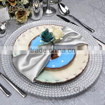 Wholesale Fancy Hotel and Home Use Gold Silver Rimmed Glass Wedding Charger Plate
