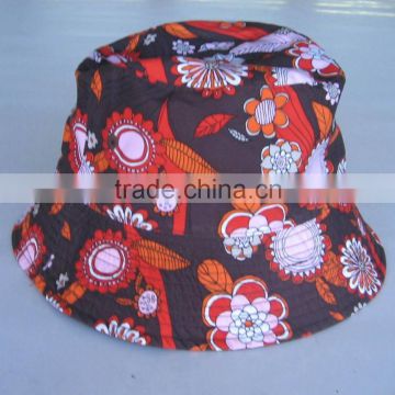 Floral Print Bucket Hat Flower Pattern Boonie Cap Beach Fishing 100%cotton