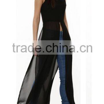 Long top gilet blouse for women