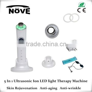 2016 5 in 1 Home use ultrasonic ionic LED light high quality multifunctional beauty machine