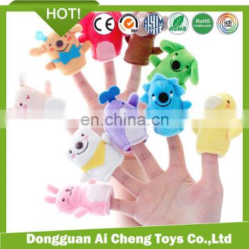 Dongguan Manufacturer Customize cheap and high quality plush animal finger puppet toy for baby