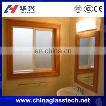 Flat open Wood grain color Double glazed bathroom ventilation window