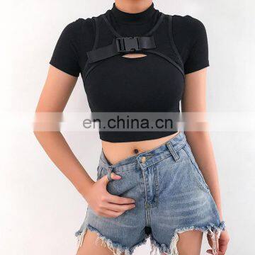 Hot Wholesale Women's Ladies Solid Skinny Crop Top T-shirt